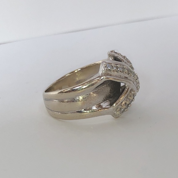 Bold Real Solid 18K (not 14K) White Gold Natural Diamond Custom X Wide Band Ring - Picture 6 of 15